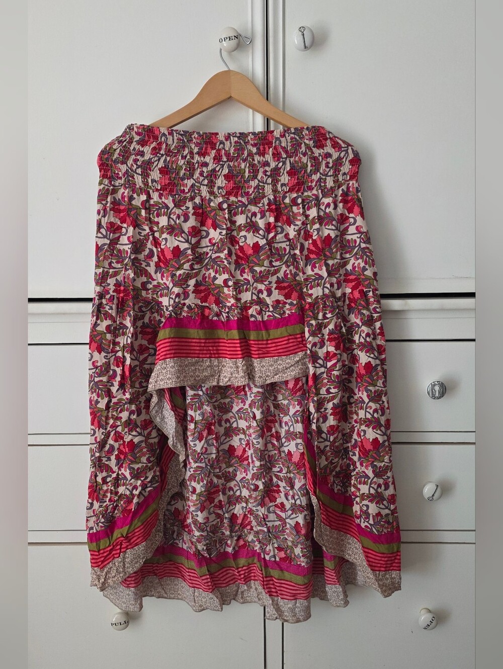 BTFBM High Low Floral Ruffle Skirt | Boho Festival Maxi Midi - Picture 3 of 7